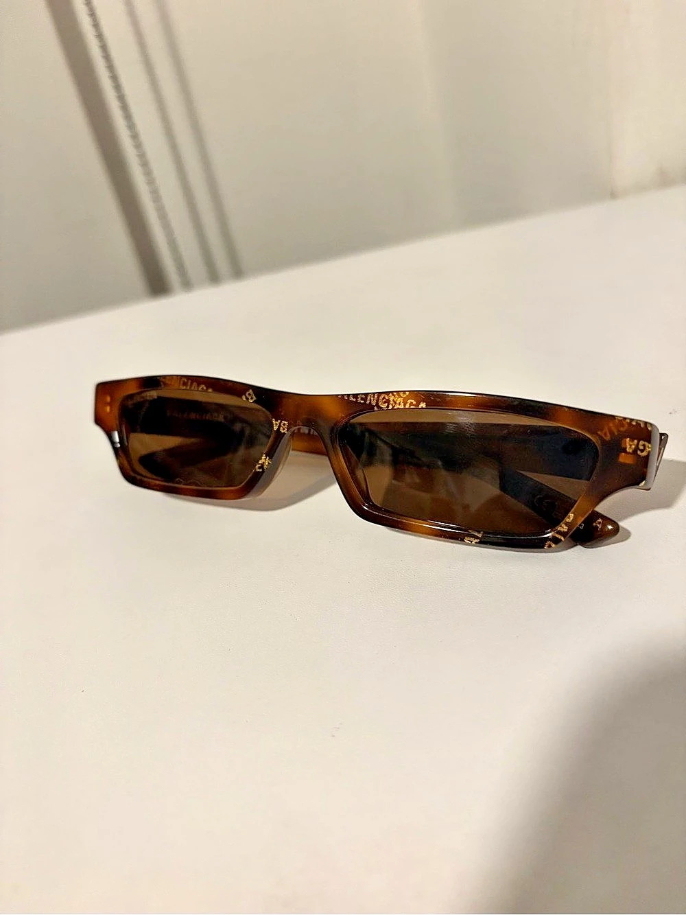 Balenciaga 55mm Tortoiseshell Rectangle Sunglasses